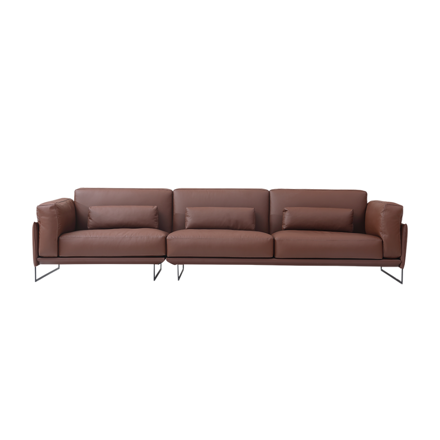 Copper Leather Sofa 89"