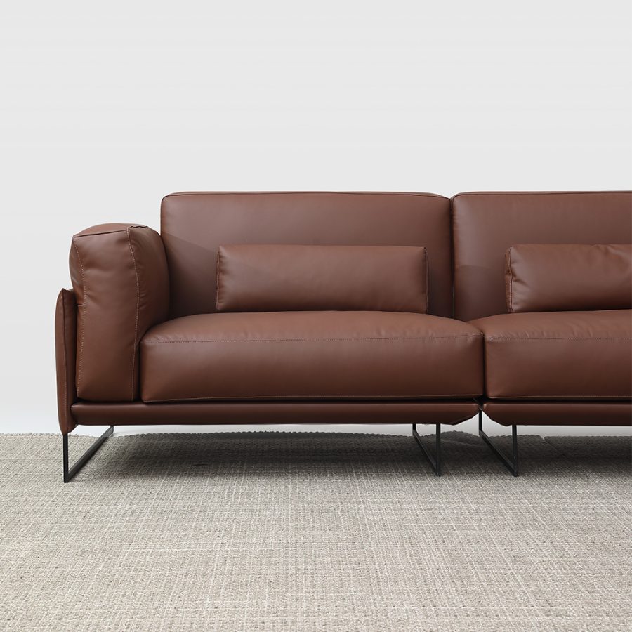 Copper Leather Sofa 89" - Image 2